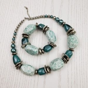 Jewelmint Turquoise Silver Tone Necklace Bracelet